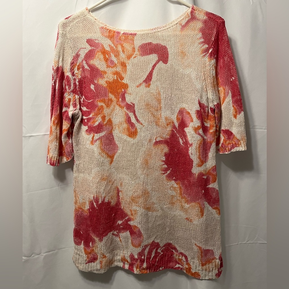 Chicos Floral Knit Women's Top Sz M